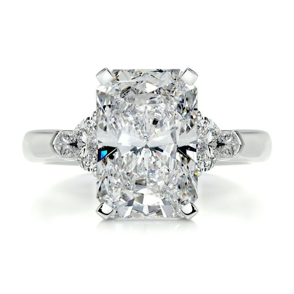 First Jewel Wedding Ring - Radiant Cut Excellent 2.2 Ct Diamond Ring - White Gold Over 14K Silver Diamond Ring for Her - Three Stone Diamond Ring for Women's - Engagement Wedding Diamond Ring