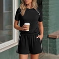 thumbnail image 7 of Shorts Sets Women 2 Piece Outfits Summer Matching Workout Athletic Clothing Casual Spring Travel Loungewear Black 2XL, 7 of 7