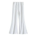 thumbnail image 7 of Ketyyh-chn99 Girls' Skinny Fit Pull on Jeggings Baby Girl Flare Pants Solid Toddler Bell Bottoms Trousers Cotton Ribbed Ruffle Pants Size for 8-9 Years,White, 7 of 7