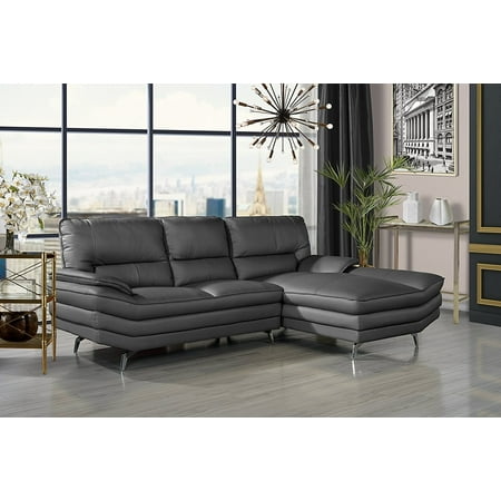 Divano Roma Furniture Living Room Leather Sectional Sofa L Shape Divano Roma Furniture Living Room Leather Sectional Sofa L Shape Couch With Chaise Lounge Grey