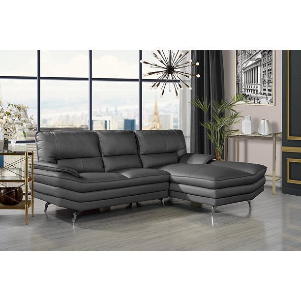 Living Room Leather Sectional Sofa L Shape Couch With Chaise Lounge Grey Walmart Com Walmart Com