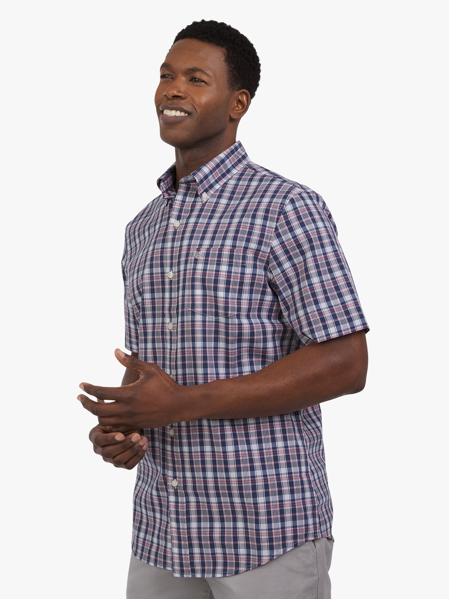 Chaps Men's and Big Men's Short Sleeve CVC Woven Shirt, Sizes S-3XL