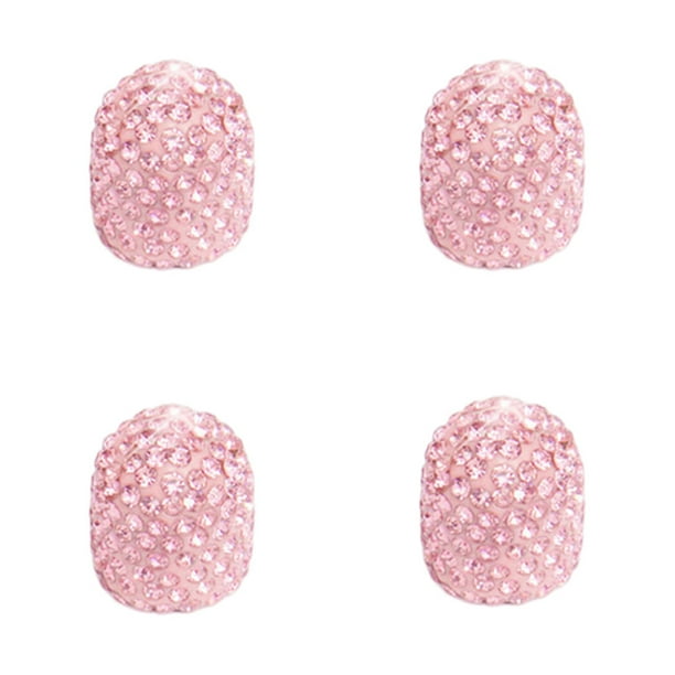 Riwesomey 4 piezas de cubierta de válvula de neumático de coche, reemplazo de Color sólido de diamantes de imitación, accesorios protectores Vehículos, repuestos y accesorios Mis Rosa