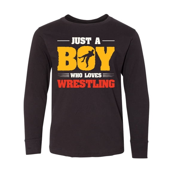 Inktastic Just a Boy Who Loves Wrestling Long Sleeve Youth T-Shirt