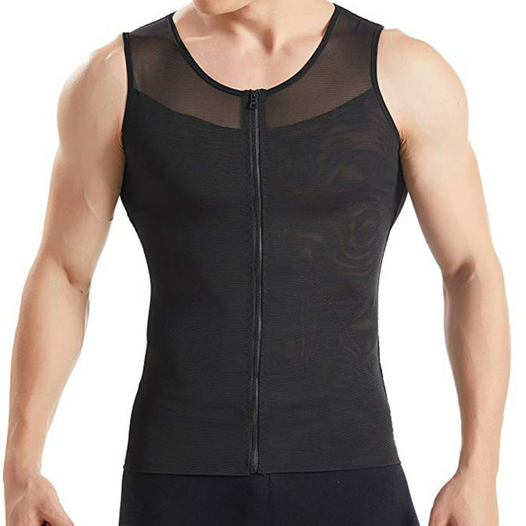 Mens Slimming Body Shaper Belly Chest Compression Vest T-Shirt Tank Top  Girdle
