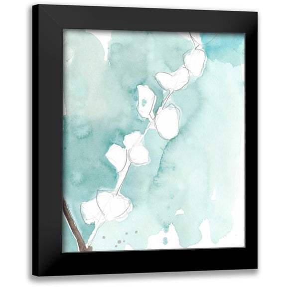 Goldberger, Jennifer 12x14 Black Modern Framed Museum Art Print Titled - Ginkgo on Dusty Teal V