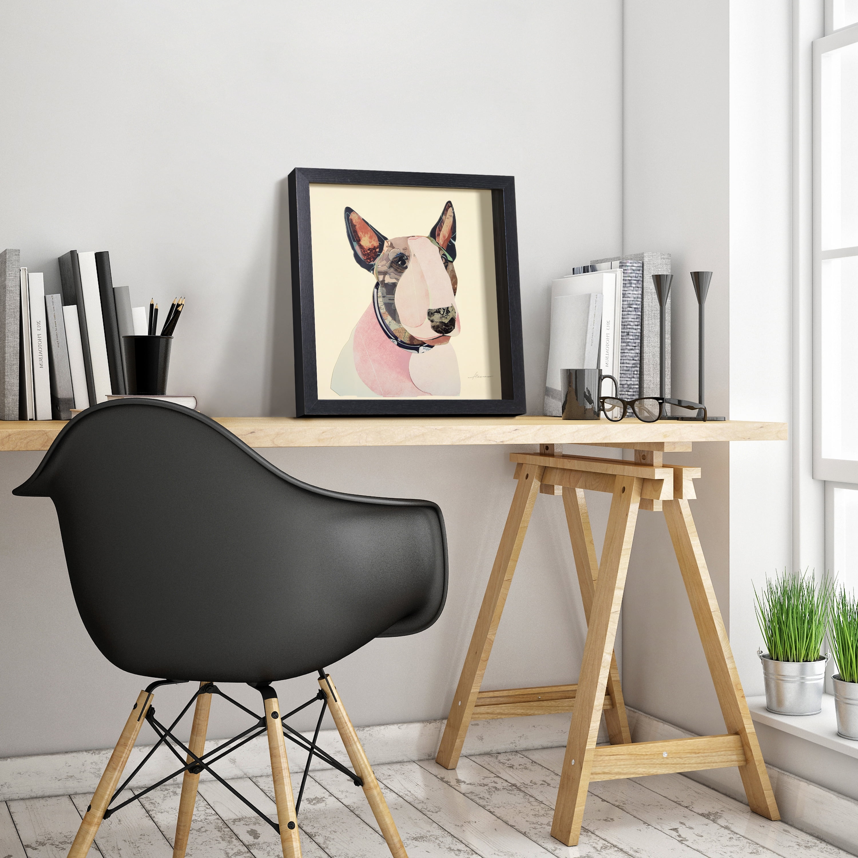Empire Art Direct American Bull Terrier Dimensional Collage Framed Graphic Art Under Glass Wall Art, 17" x 17" x 1.4", Ready to Hang