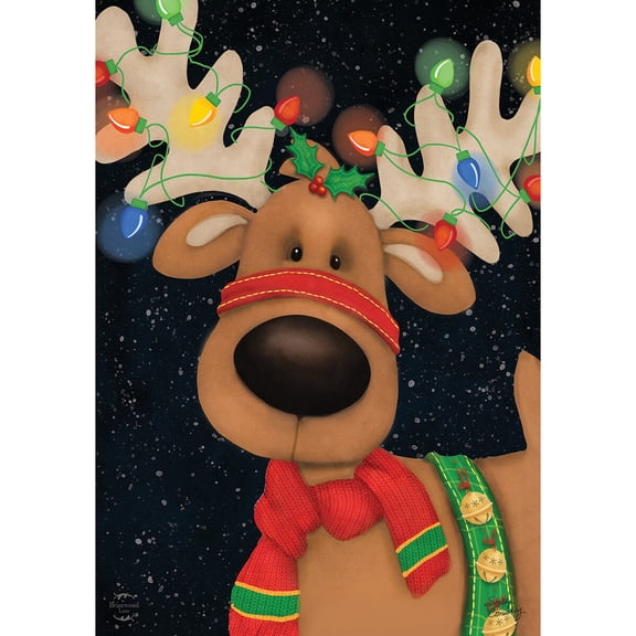 Briarwood Lane House Flag 40x28 For Outdoor Reindeer in Lights Christmas For Christmas House Flag