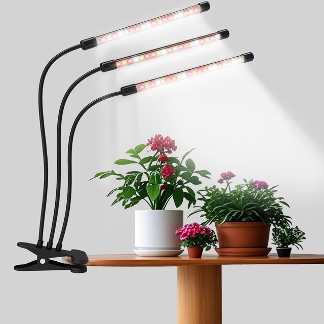 Grow Lights for Indoor Plants Full Spectrum Heads Plant Lights Indoor with Spectral Modes Level Brightness Auto On/Off Timer Memory Timing Function for Various Plants Growth