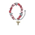 thumbnail image 2 of Goldtone Caduceus Red Christmas Bead Bracelet, 2 of 4