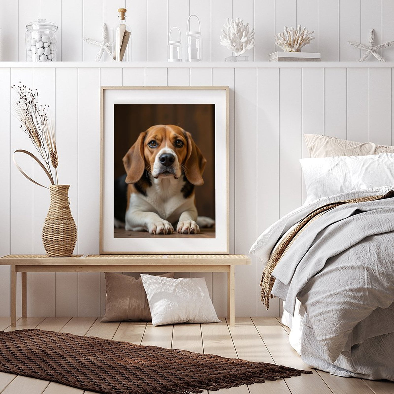 Diamond Art Kit for Adults, Brown White Dog Lying Indoors Diamond Painting for Adults Beginners, 5D DIY Diamond Art Painting Kits, Colorful Diamond Painting Craft for Home Decor 12x16