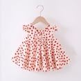 thumbnail image 3 of HBFAGFB Robes pour Filles Petite Enfant Manches Courtes Robe Décontractée Imprimé à Pois Robe Mignonne Rouge Taille 100, 3 of 7
