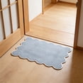 thumbnail image 2 of Scalloped Bath Mat Towel 100% Cotton Cute Bath Mats Blue Bath Rugs Embroidery Preppy Bathmats Bathroom Shower Floor Mats Blue Bathroom Decor (Blue, 31.5 x 16.7in, Classic), 2 of 9