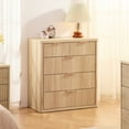 thumbnail image 5 of LELELINKY Modern Fluted 5 Drawers Curved Profile Wood Dresser 34 Inch Tall Natural, 5 of 7