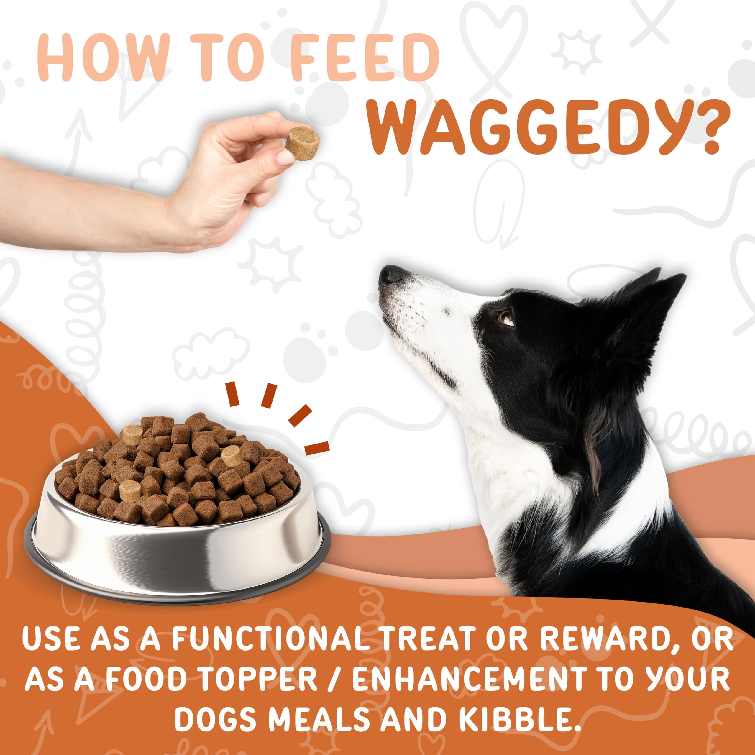 waggedy Hip and Joint Chews for Dogs with Turmeric, Glucosamine & MSM (120 Chews)