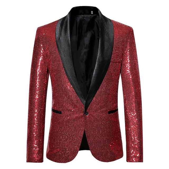 Moda hombre lentejuelas casual blazer boda celebración traje chaqueta superior