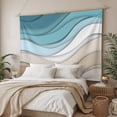thumbnail image 3 of Turquoise Brown Tapestry for Bedroom Wall Hanging Tapestry, Teal White Geometric Gradient Stripes Ceiling Backdrop Tapestries Poster Blanket Wall Decor for Teens Room Living Room Dorm 51" x 59", 3 of 8