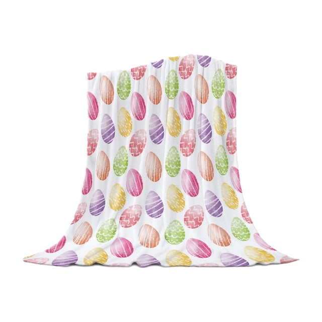 Easter Flannel Blanket Striped Printed Decorative Blanket