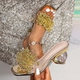 thumbnail image 6 of Mepaouo Women's Heeled Sandals Rhinestones Kitten Heels Mules Square Open Toe Slip on Dress Shoes, 6 of 7