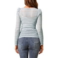 thumbnail image 3 of Allegra K Women's Puff Long Sleeve Semi Sheer Floral Lace Tops, 3 of 6