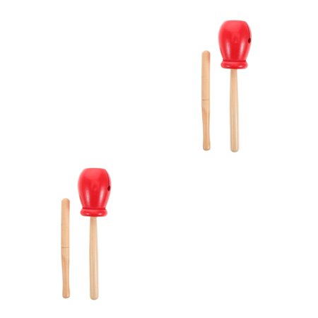 WORGEOUS 2 Sets Handheld Wooden Clapper Percussion Instrument Traditional Chinese Wood with Mallets Percussion Instruments Wood Block for Adults Kids