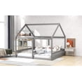 thumbnail image 3 of Euroco Modern Wood Two Beds in One Canopy Platform Bed, 2-in-1 Twin Size Bed for Kids Teens Bedroom, Gray, 3 of 9