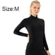 thumbnail image 2 of Camisas de entrenamiento de manga larga para mujer con sujetador incorporado, camisetas cortas deportivas ajustadas para correr - Negro,,M,:;:;, 2 of 6