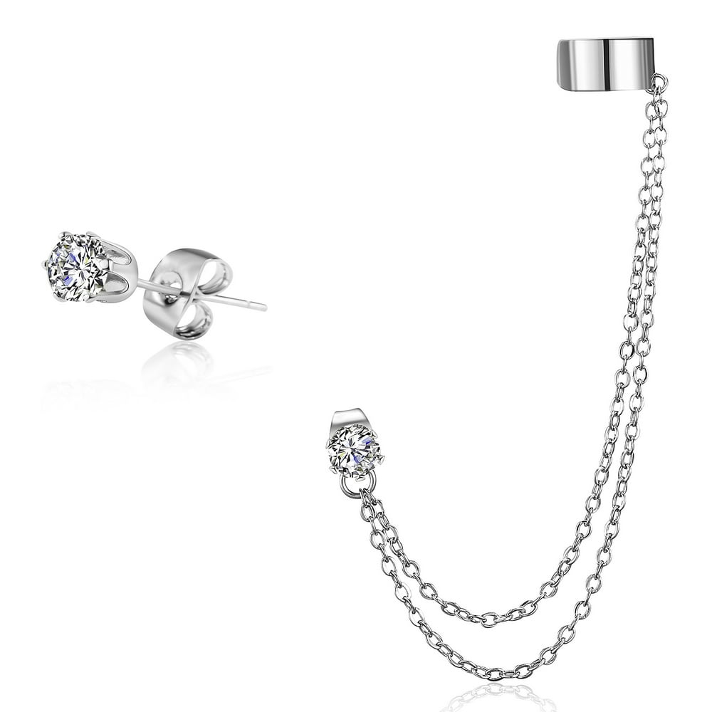 Buyless Fashion Buyless Fashion Girls Dangle Chain Cuff Earrings