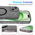 thumbnail image 2 of Designed for iPhone 16 Pro Magnetic Phone Case,Compatible with Mag-safe,Cute Curly Wave Frame Design,Sparkly Bling Glitter Shockproof Anti-fall Rugged Transparent Phone Case,Black, 2 of 7