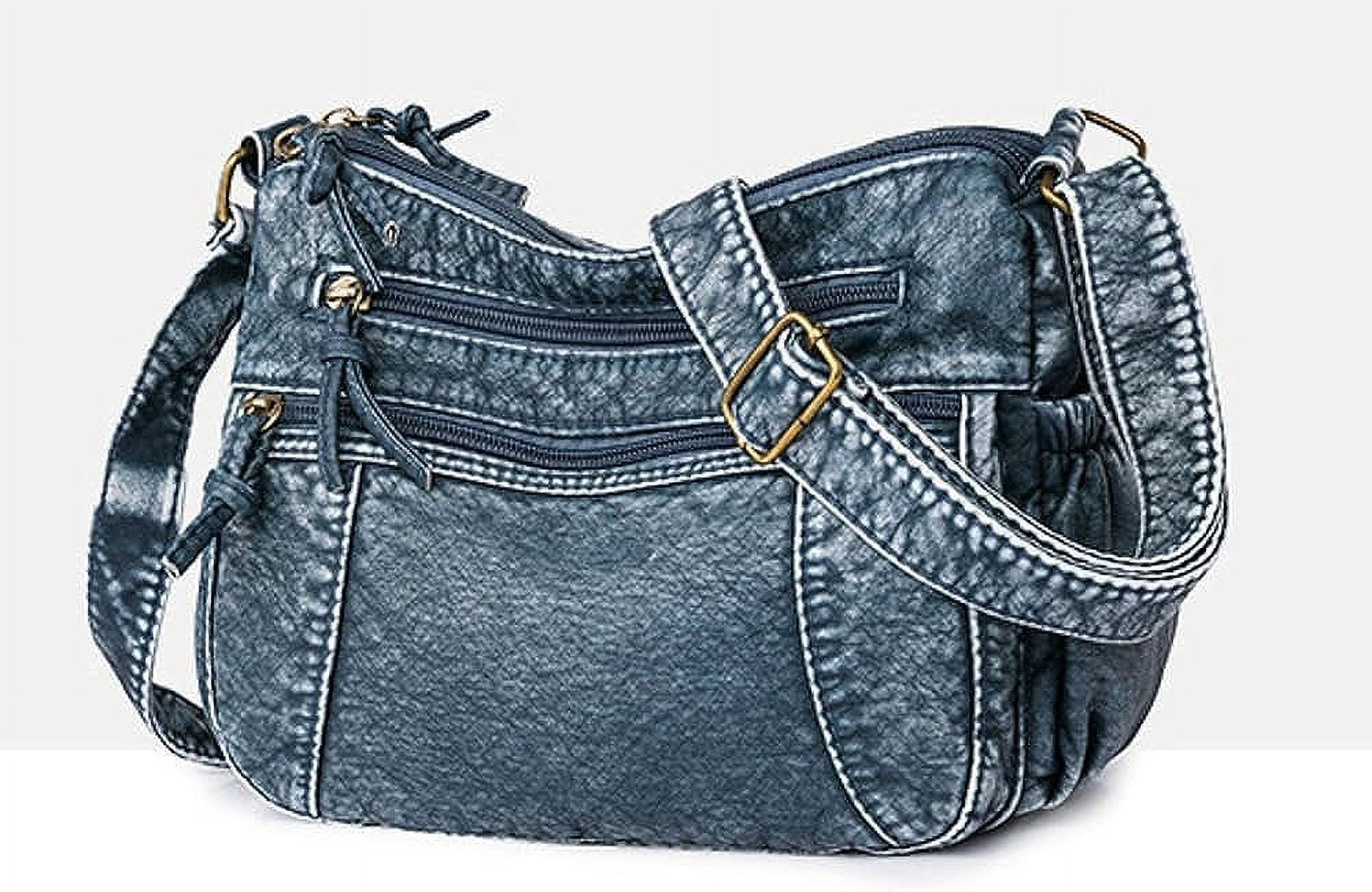 Leather Hobo Bag Women Retro Denim Bag Large Crossbody Shoulder Bag Casual Handbag Purse