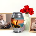 thumbnail image 6 of JAGASY Cat Mini Urn for Ashes for Mother, Teal Blue Small Keepsake Urns for Human Ashes, Ocean Sunset Grassy Cliff & Yellow Blue Sky Decorative Urns for Couple, Memorial Urn for Father, (3 Inch), 6 of 7