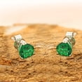 thumbnail image 3 of Dazzlelane 6.5X6.5mm Heart Shape Simulated Green Emerald Prong Set Solitaire Stud Earrings with Push Back in 10K Solid White Gold Jewelry Gifts for Womens, 3 of 5