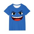 thumbnail image 2 of Solid Color Short Sleeve Graphic Tee for Kids with Cute Expression Print, Loose Fit and Comfortable Fabric for School and Play, 2 of 6