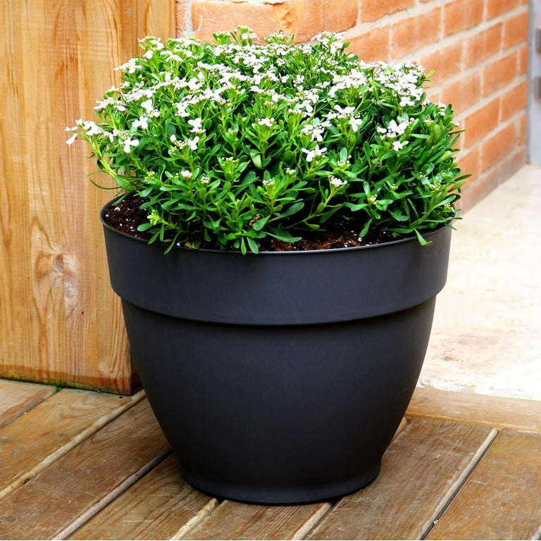 Jacinto Recycled Plastic Planter, 12 inch Opening Diameter, Black