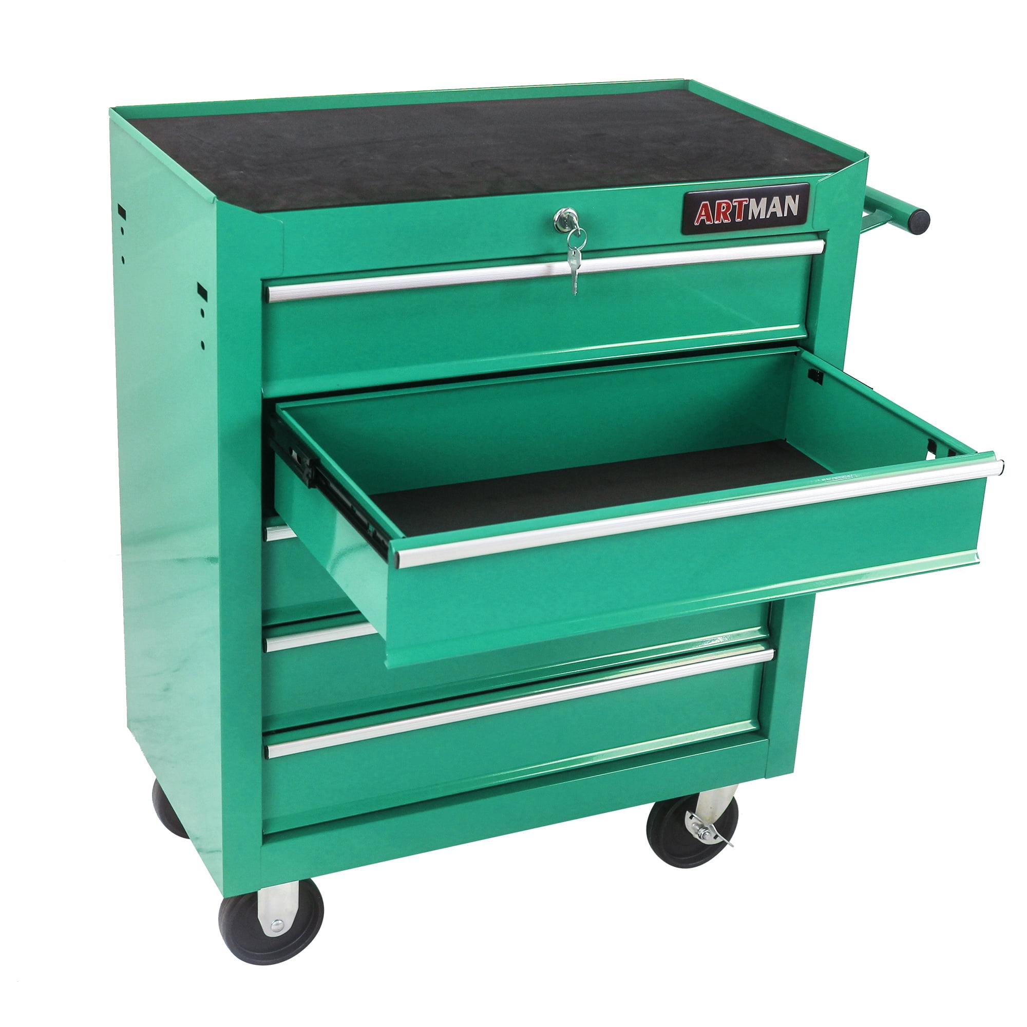 Aukfa Tool Chest, 5-Drawer Steel Rolling Tool Box on Wheels for Workshop Garage, Green