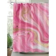 thumbnail image 2 of Pink Marble Abstract Shower Curtain, Gold Foil Modern Waterproof Shower Curtain Set with 12 Hooks Lightweight Washable Fabric Shower Curtains for Bathroom 72x72 Inches, 2 of 6
