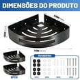 thumbnail image 3 of Esquinero para Baño Regadera, Estante de Ducha de Acero Inoxidable, Repisa Organizador con Barra para Toallas y Ganchos, Montaje en Pared (2 Paquetes), 3 of 7