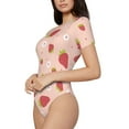 thumbnail image 2 of Naloa Strawberries Women's Short-Sleeved Onesie, One-Piece Swimsuit for Parties, dates, clubs - Small, 2 of 9