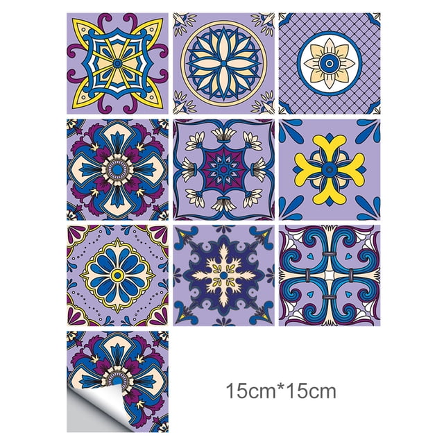 Azulejo de pared Vinilo Flor Etiqueta de la pared Mural Calcomanía para azulejos Etiqueta autoadhesiva impermeable para azulejos, MZ-2-136, Mediana Advancent HA002473-109