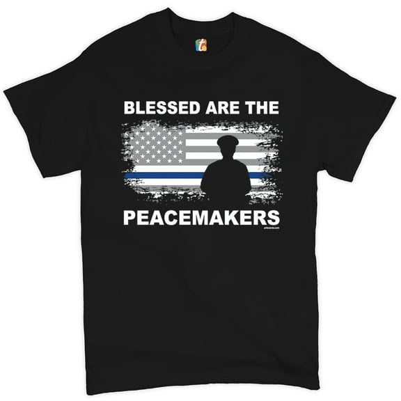 Tee Hunt Blessed are The Peacemakers T-Shirt Thin Line Police Officers Men's Tee