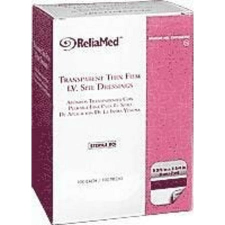 ReliaMed Transparent Thin Film IV Site Adhesive Dressing: 2.4" x 2.75", 100 Count