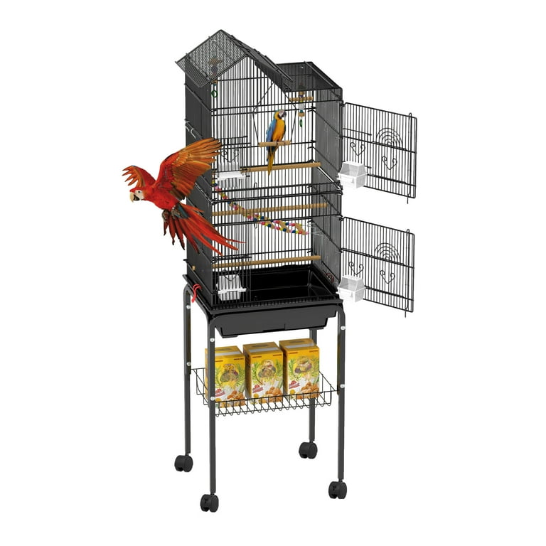 Ferplast Palladio 3 Bird Cage - 25.2x11.8x19.3 Inches, Black, For Small Birds