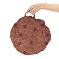 thumbnail image 2 of Botanical Round Floor Cushion with Handle, Romantic Retro Style Garden Elements Blossoming, Decorative Pillow for Living Room & Dorms, 18" Round, Redwood Maroon, by Ambesonne, 2 of 4