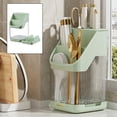 thumbnail image 4 of Soporte para utensilios de cocina con bandeja de drenaje, soporte para bloque de cuchillos, organizador de tapa , estante de secado, cuchara, Verde, 4 of 9