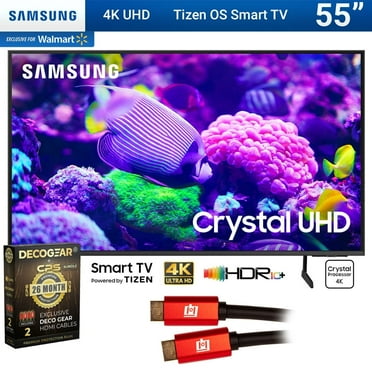 Samsung DU7200 55 Inch Crystal 4K UHD Smart TV Bundle with 2 YR CPS Enhanced Protection Pack (2024 Model)