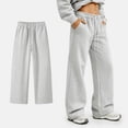 thumbnail image 3 of EANJE Men's Baggy Sweatpants Casual Elastic Waist Wide Leg Pants Solid Loose Fit Lounge Trousers with Side Pockets for Daily Streetwear Light Gray M, 3 of 5