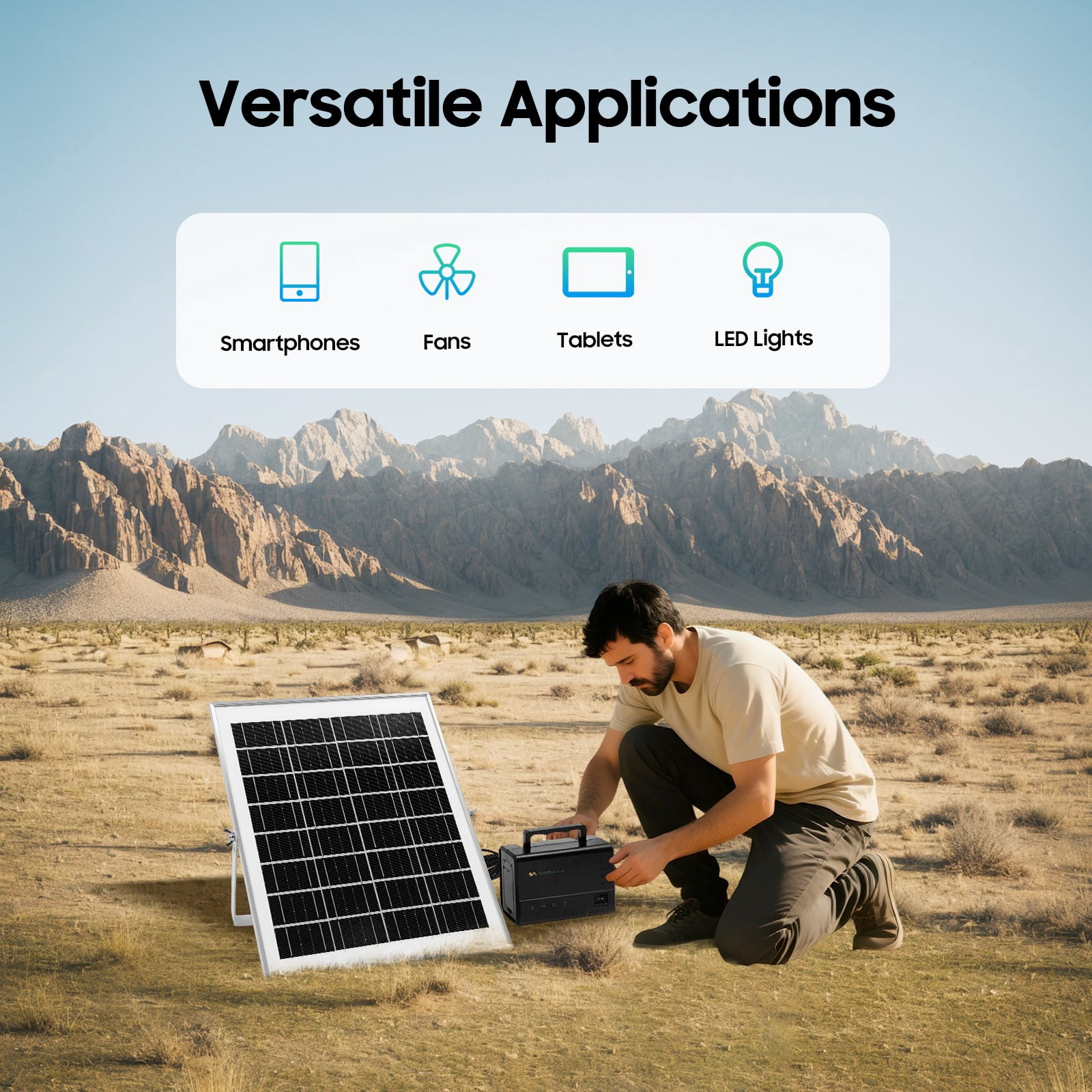 Solar Inverter Power Generator Solar Generator with Bulbs Battery Powered