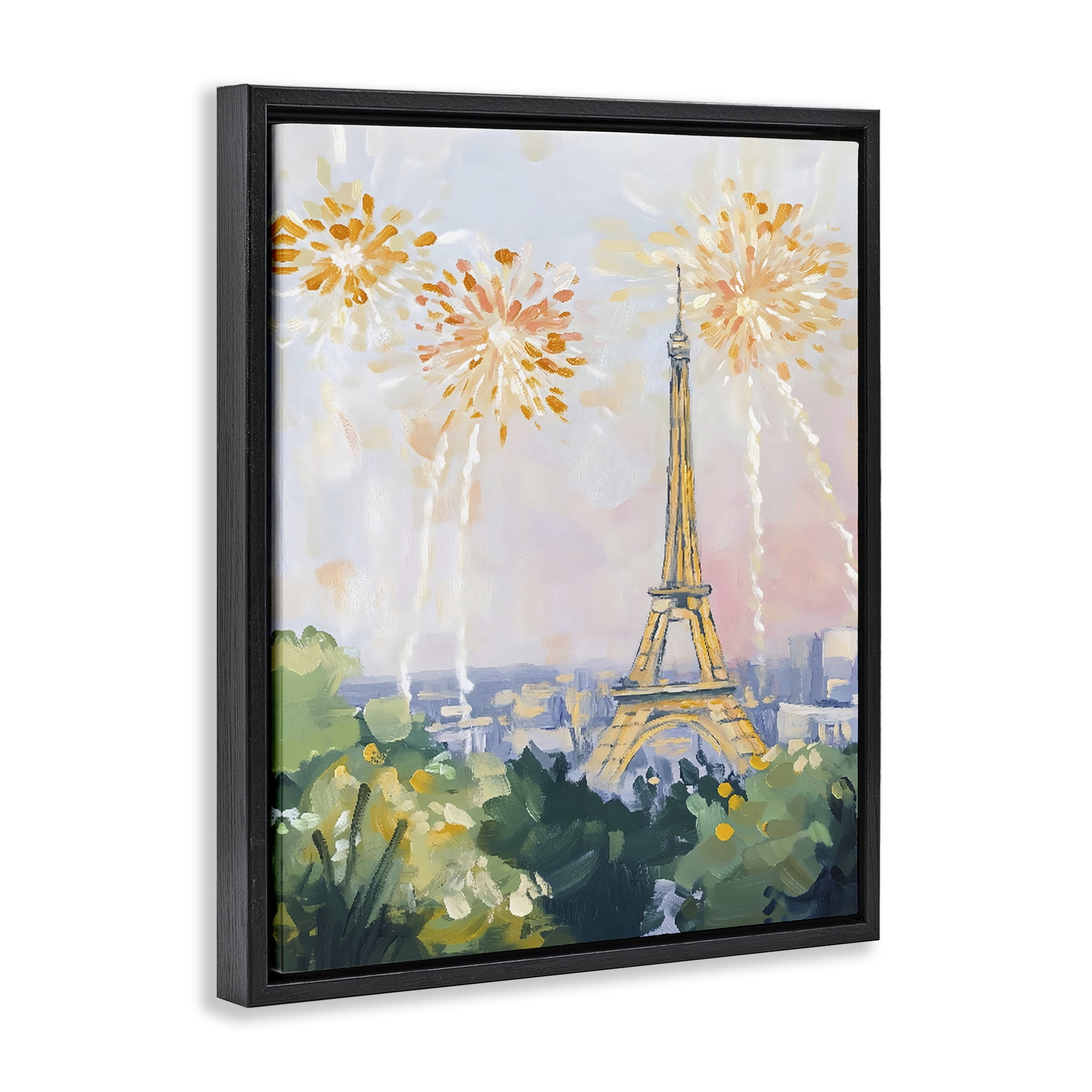 Stupell Industries Fireworks in Paris Black Framed Floater Canvas Wall Art, design by The Prints Vibe