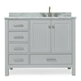 thumbnail image 2 of Ariel Cambridge 43 In. Right Offset Rectangle Single Sink Vanity With Carrara White Marble 0.75 In Countertop In Grey, 2 of 10