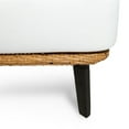 thumbnail image 6 of GDF Studio Rauser Outdoor Wicker and Acacia Wood Club Chair with Cushions, Light Brown, Black, and White, 6 of 9